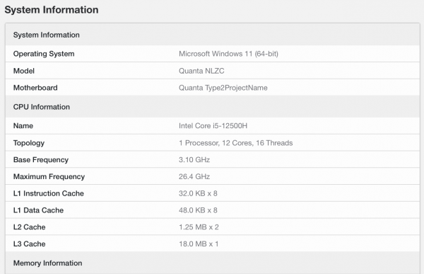 英特爾 i5-12500H 跑分曝光:4 大核 8 小核,效能超 i7-11800H 英特爾 i5-12500H 跑分曝光:4 大核 8 小核,效能超 i7-11800H
