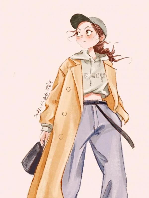 分享好看的穿搭插畫