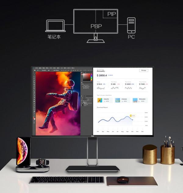 AOC U27U2顯示器:一屏多用,互不干擾!PBP/PIP功能助力高效辦公 AOC U27U2顯示器:一屏多用,互不干擾!PBP/PIP功能助力高效辦公