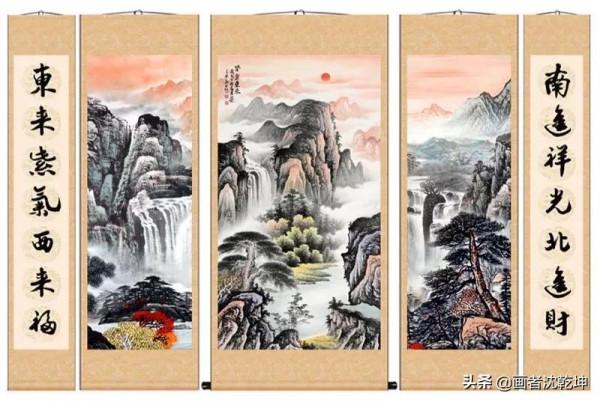 傳統中堂畫的佈局與講究，五聯中堂精品欣賞