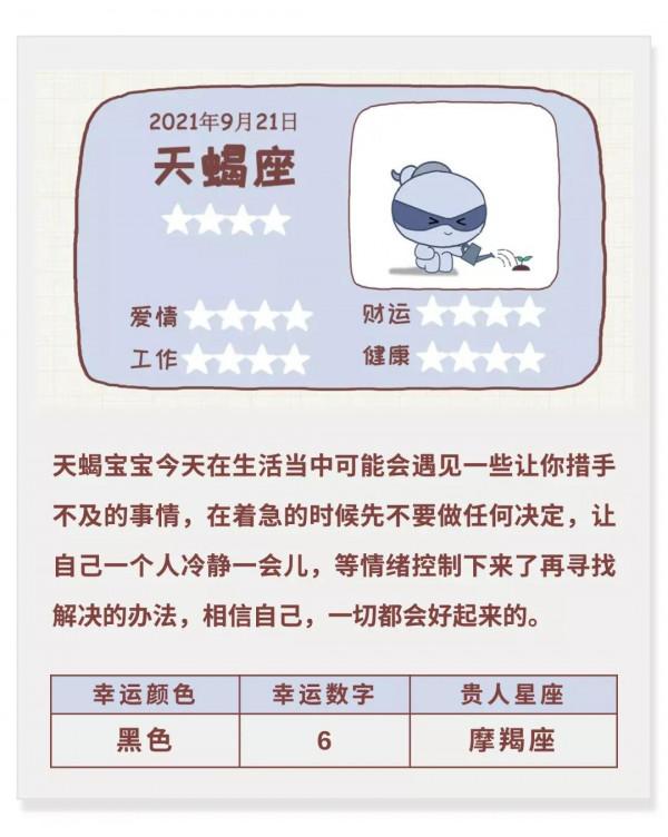 圖說星座：十二星座日運（九月二十一日）