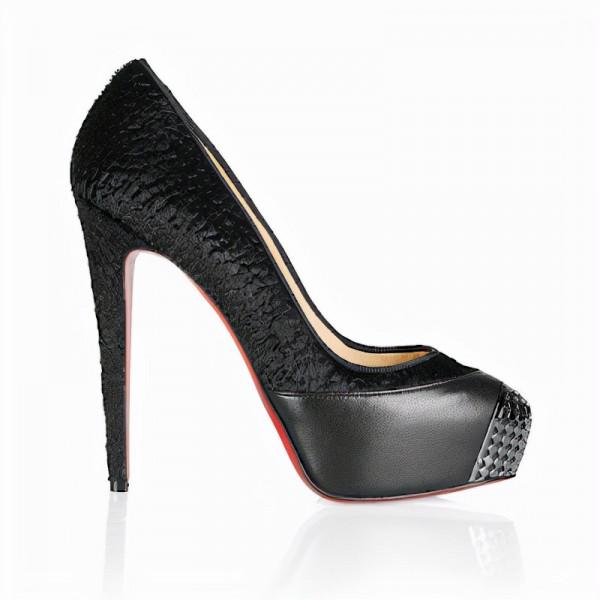 CHRISTIAN LOUBOUTIN MAGGIE 140 黑色納帕皮革與小馬毛拼接高跟鞋 CHRISTIAN LOUBOUTIN MAGGIE 140 黑色納帕皮革與小馬毛拼接高跟鞋
