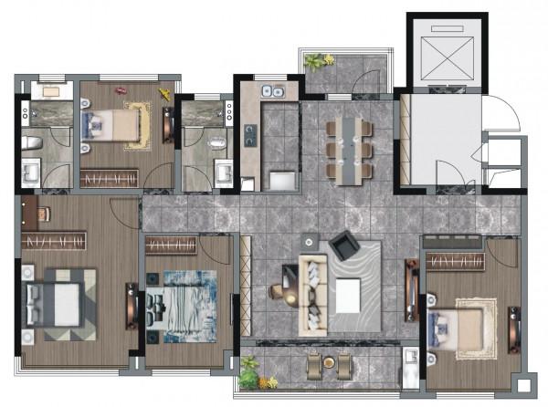 戶型鑑賞：143m&sup2;大四房，戶戶獨立，互不干擾，家儀式感強