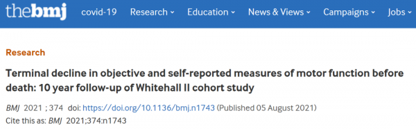 權威研究：身體機能最早在去世前10年，就曾給過預警訊號