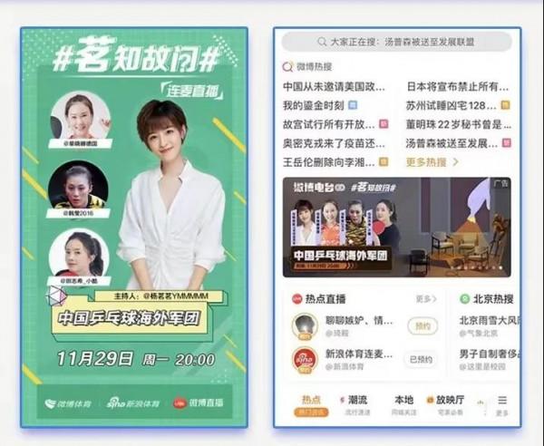 體育大咖連麥助威世乒賽背後 微博用“熱點+社交”掌握商業密碼