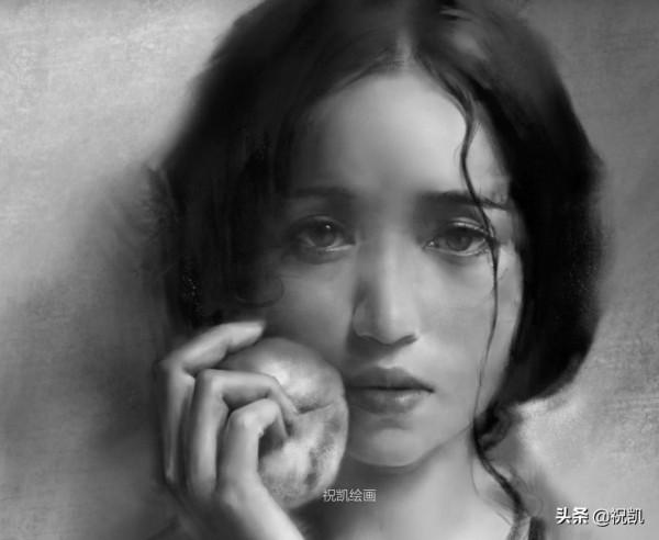 畫不多說｜人物素描「蘋果與沐恩」繪畫步驟圖