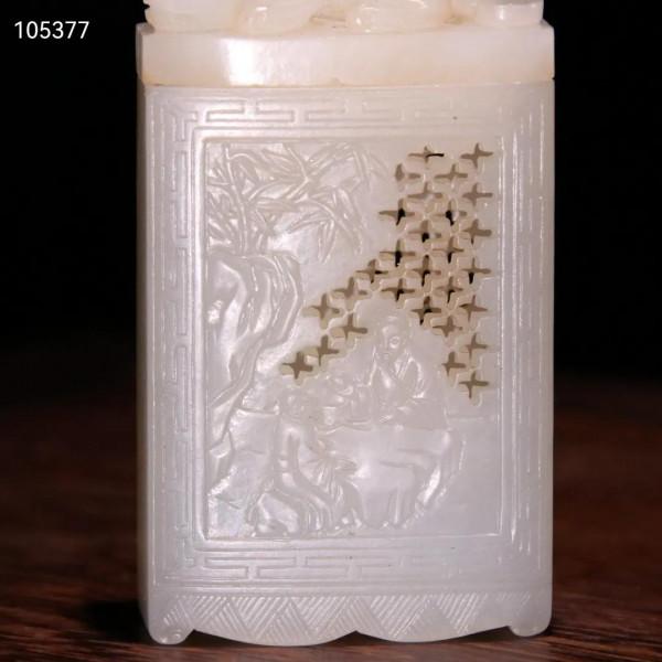 晚清 和田玉人物故事香囊