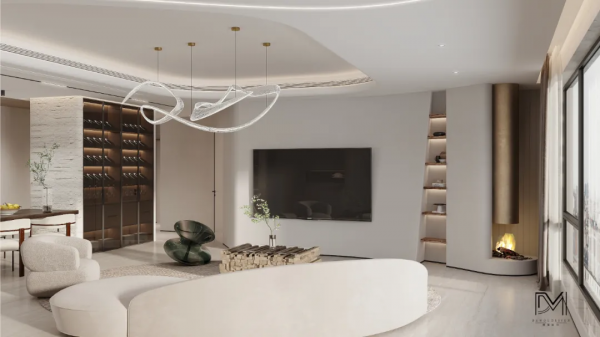 198㎡侘寂風 | 柔和曲面與異形燈光的融合 198㎡侘寂風 | 柔和曲面與異形燈光的融合