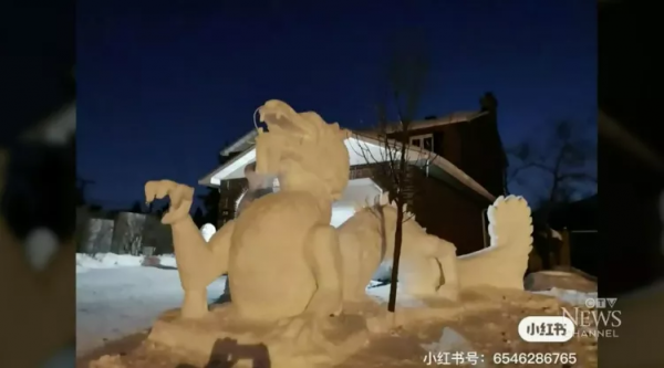 加拿大人玩個雪這麼&quot;卷&quot;了 2米關公雪中持刀 後院造百米雪道