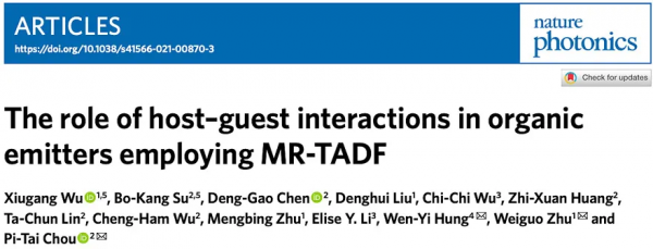 解密高效率MR-TADF熒光材料發光機制 解密高效率MR-TADF熒光材料發光機制