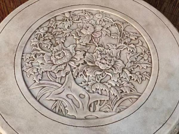 漢白玉石圓桌一套