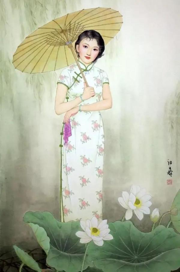 國畫人物旗袍之美