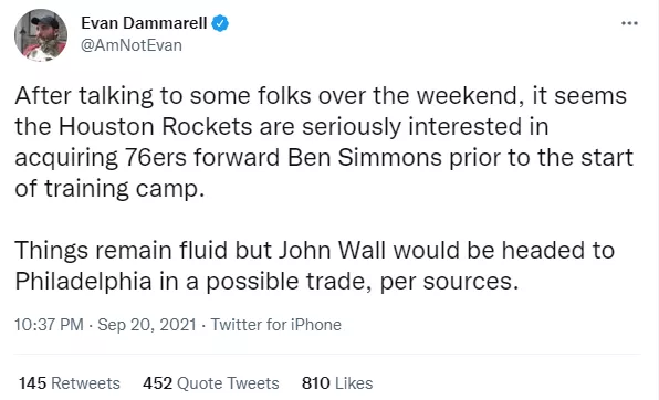 西蒙斯去火箭，大機率扯淡