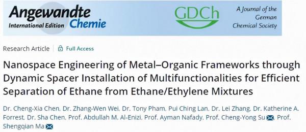 中山大學:MOF多孔微納空間工程實現高效乙烷/乙烯混合物分離 中山大學:MOF多孔微納空間工程實現高效乙烷/乙烯混合物分離