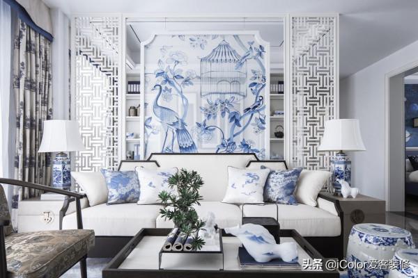 老房翻新:180㎡青花瓷之家,客廳用屏風隔出書房 老房翻新:180㎡青花瓷之家,客廳用屏風隔出書房