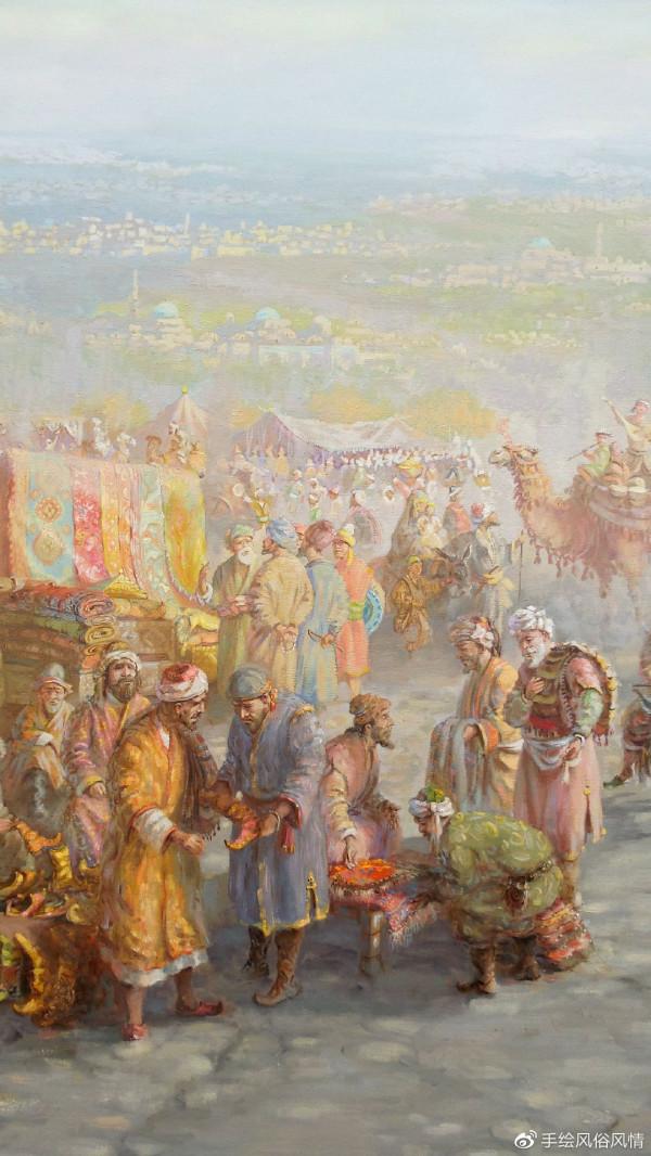 古絲綢之路-哈薩克風俗畫欣賞