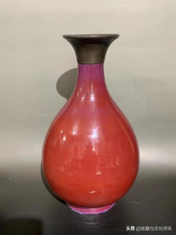 清代錫包口紅硃砂釉玉壺春瓶 鑑賞