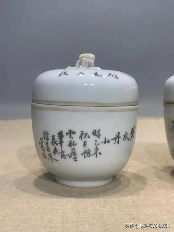 清代淺降彩山水畫溫酒器鑑賞