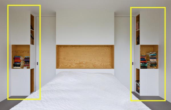 床頭櫃有什麼用？不如床頭兩側打到頂的櫃子，收納空間堪比儲藏室