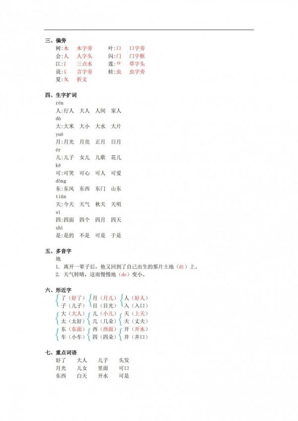 一年級語文上冊「知識點歸納」，期中複習必備，務必給孩子存下來