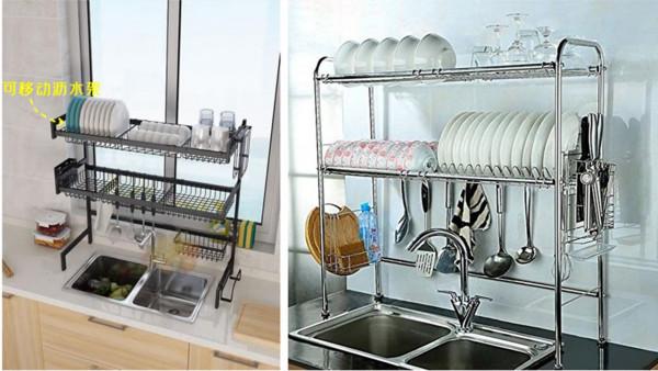 為了解決瀝水的問題，摸索了6招，水槽邊上走一圈，檯面清爽不少