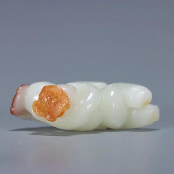 清代：和田玉「雙歡」把玩件