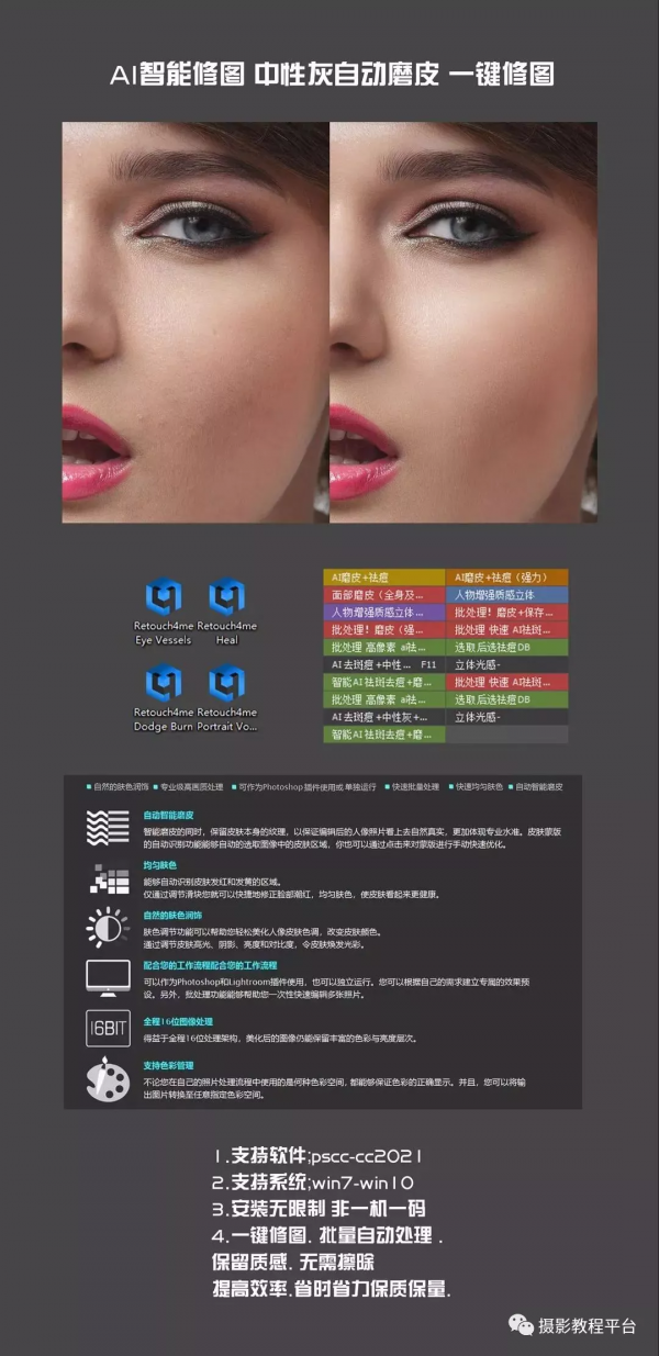 2021最新AI智慧修圖中性灰磨皮外掛太強了！拳打DR5腳踢DRX