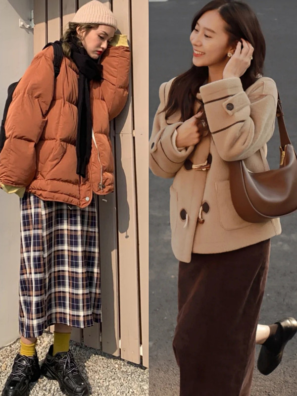 天冷裙子不用買太多，有這“一長一短”就足夠，百搭又有女人味