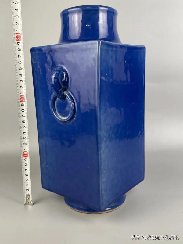 清祭藍釉四方輔首耳瓶鑑賞