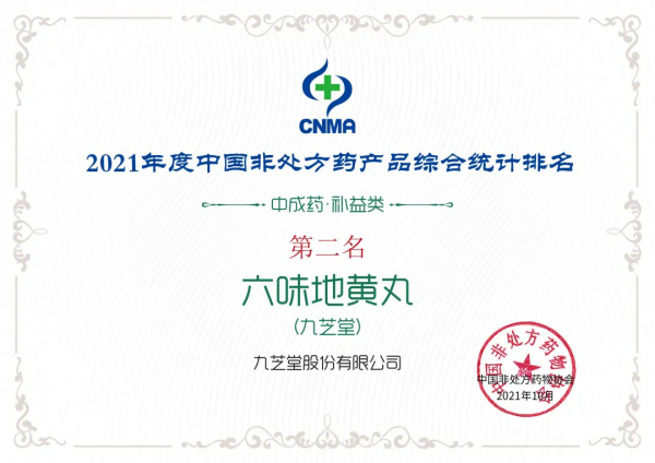 九芝堂榮獲“2021年度中國非處方藥生產企業綜合排名TOP20” 九芝堂榮獲“2021年度中國非處方藥生產企業綜合排名TOP20”