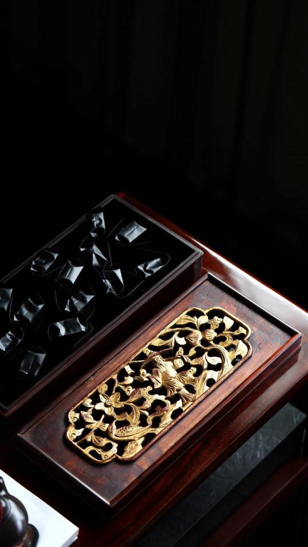 大紅酸枝x老花板 | 茶盒