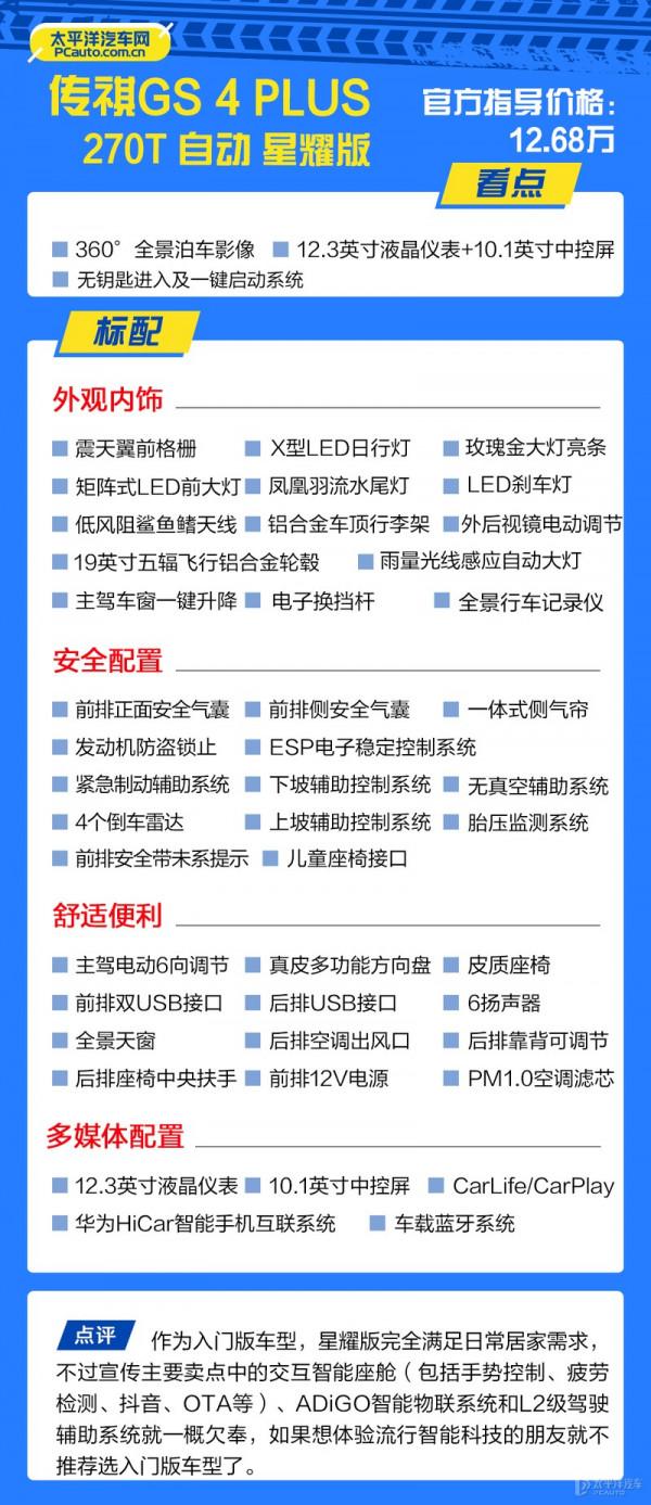 傳祺GS4 PLUS怎麼選?推薦390T自動星雲版 傳祺GS4 PLUS怎麼選?推薦390T自動星雲版
