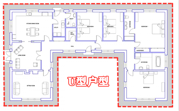這種u型奇葩戶型，採光差動線過長，開發商不好出手，設計師有招