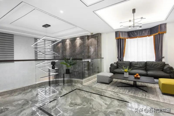 石材家裝 | 396m²別墅，灰色大理石應用案例