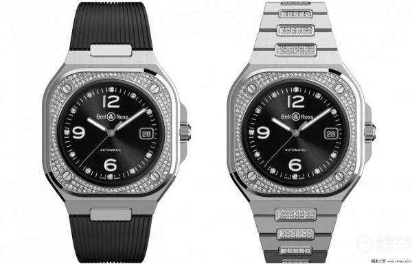 柏萊士推出BR 05玫瑰金鏤空腕錶和精鋼鑲鑽腕錶