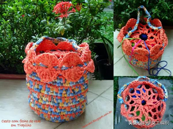舊T恤以後不要扔,教你鉤成24種收納籃,美到眼花繚亂!(附針法圖解