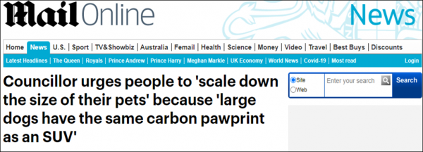 英議員稱大型犬碳排相當於一輛SUV，呼籲改養、共享小型犬被批