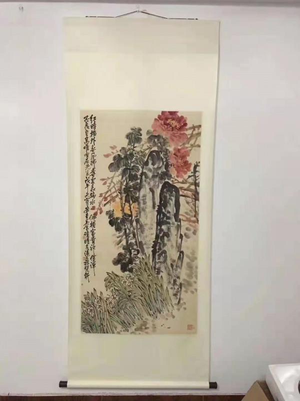 精品推薦—黃胄字畫,吳昌菊石圖 精品推薦—黃胄字畫,吳昌菊石圖