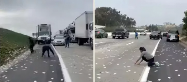 馬路飄漫天鈔票人們瘋狂撿錢,美國警方怒:不還回去就坐牢 馬路飄漫天鈔票人們瘋狂撿錢,美國警方怒:不還回去就坐牢