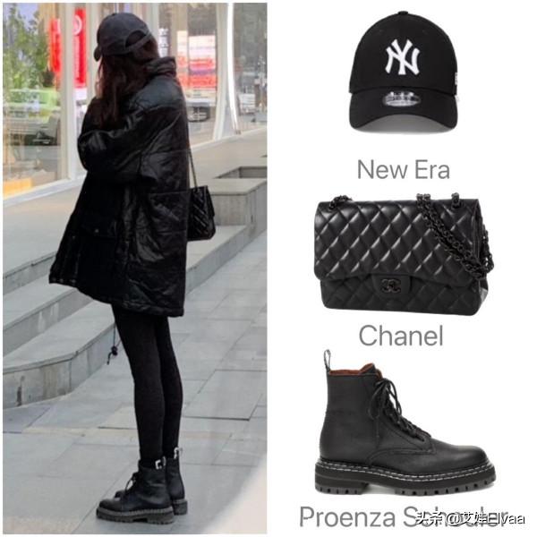 楊冪三里屯逛街被偶遇，穿黑色好小，路人鏡頭下腿細成竹竿太加分