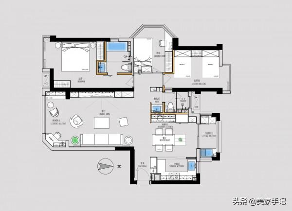 福建夫婦107㎡家火了，僅憑一個客廳就圈粉無數，空間利用率超高