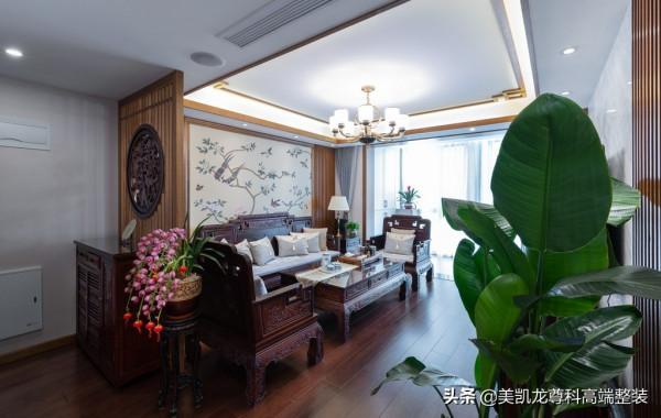 110㎡中式風，純紅木傢俱穩重而大氣，爸媽都愛