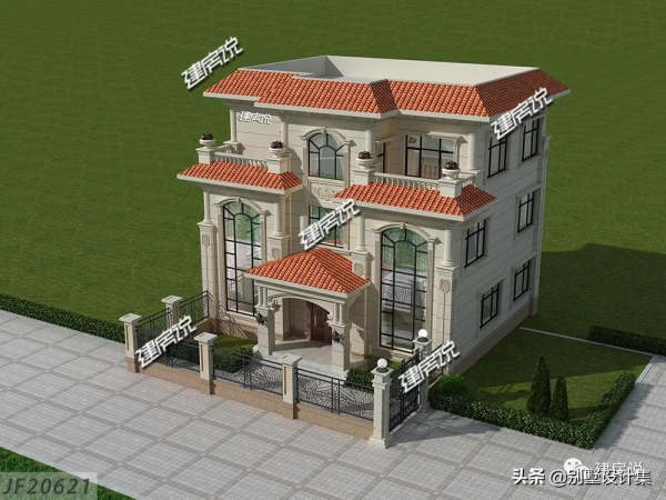 三層歐式別墅，外觀高階上檔次，不論從哪個角度都十分有層次感