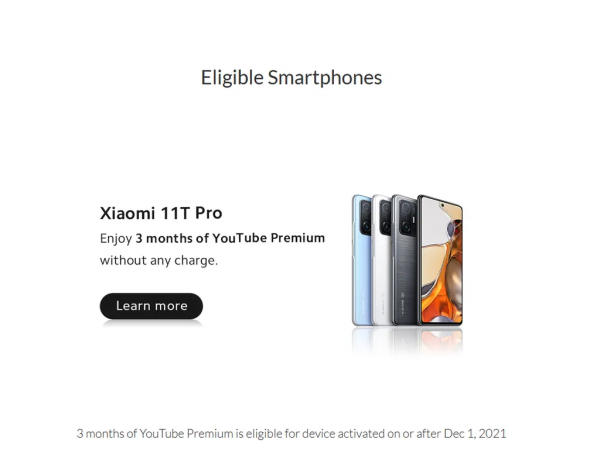 小米美國推購新機福利：免費獲2&sol;3個月的YouTube Premium