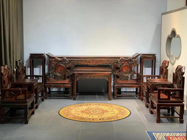 寮國大紅酸枝（交趾黃檀）中堂十二件套、鑑賞