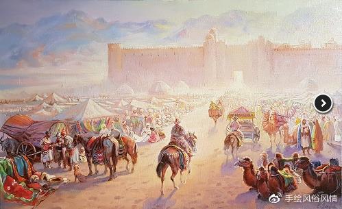 古絲綢之路-哈薩克風俗畫欣賞