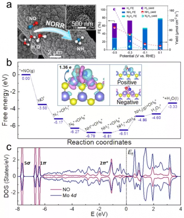 河南大學：MoS2奈米片高效電化學還原NO為NH3