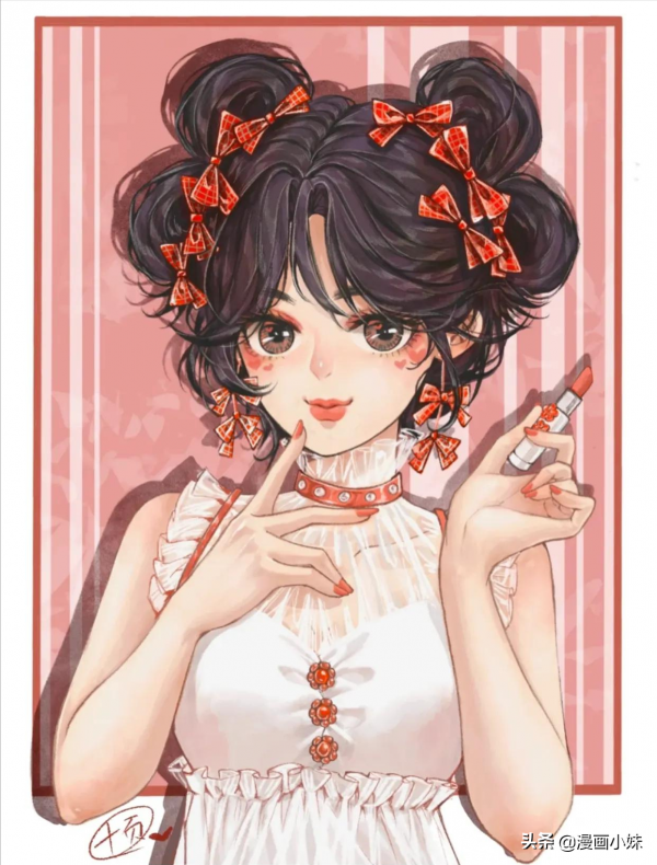 插畫 &vert; 動漫少女頭像，俏皮可愛的樣子真好看
