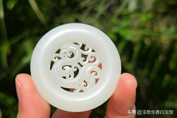 ［龍鳳呈祥］|精品和田白玉山流水對牌 一級細白