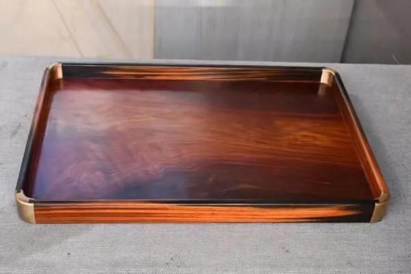 木頭鑲銅作茶盤！好漂亮的茶藝作品